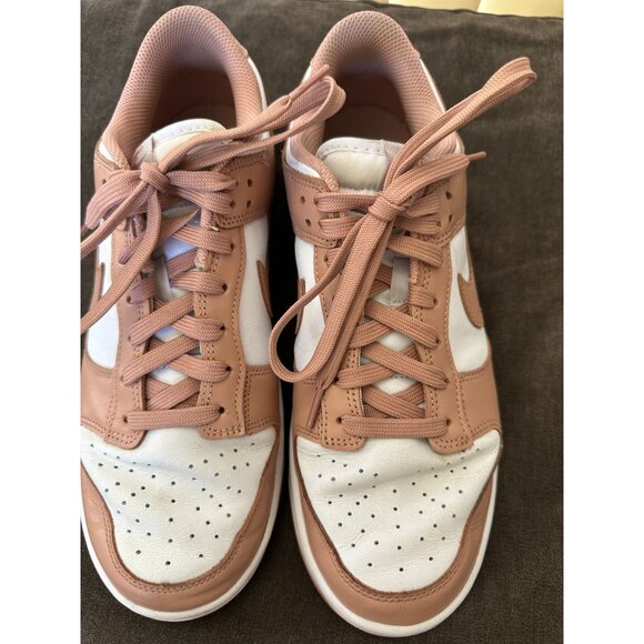 Nike Dunk Low Womens Sneakers Size 10 White & Pink Leather - Picture 2 of 8